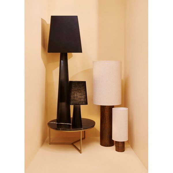 Juodos spalvos iš metalo stalinis šviestuvas (aukštis 61 cm) su tekstiliniu gaubtu Tripura – Bizzotto-image-1