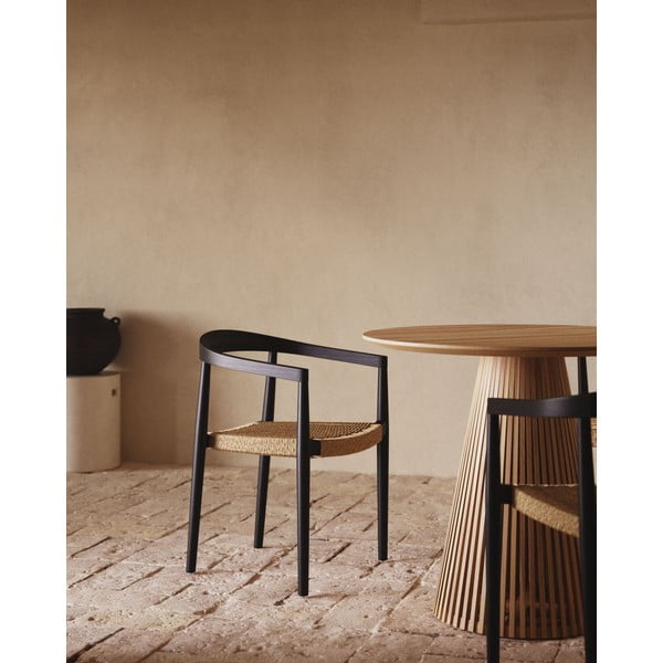 Juodos spalvos medžio masyvo sodo kėdės 4 vnt. Ydalia – Kave Home-image-1