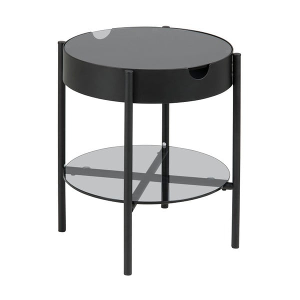 "Actona Tipton" juodas šoninis staliukas su daiktadėže, ⌀ 45 cm