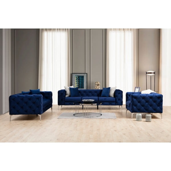 Sofa tamsiai mėlynos spalvos iš velveto 197 cm Como – Artie-image-3