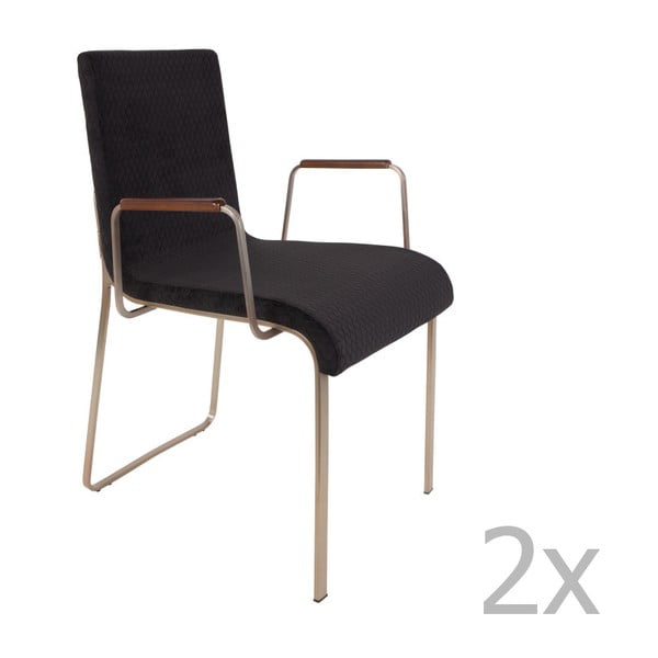 2 juodų kėdžių su porankiais rinkinys "Dutchbone Fiore