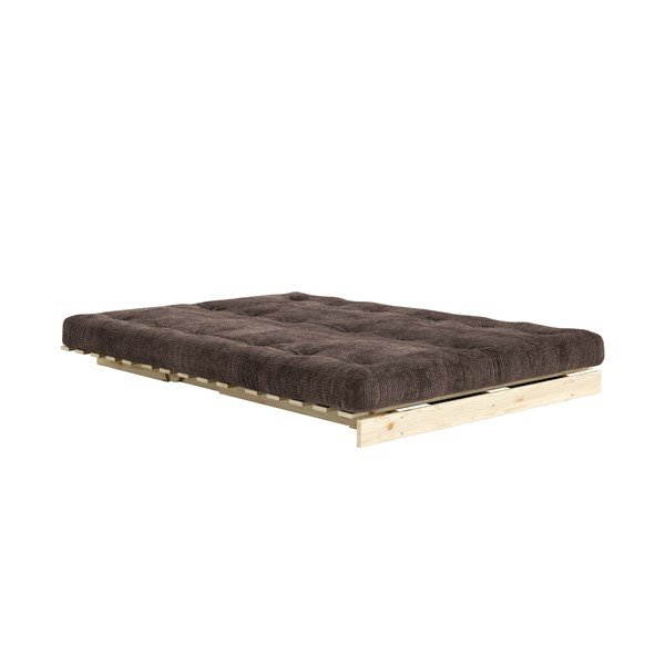 Tamsiai rudos spalvos sulankstoma sofa iš kordinio velveto 140 cm Roots – Karup-image-1