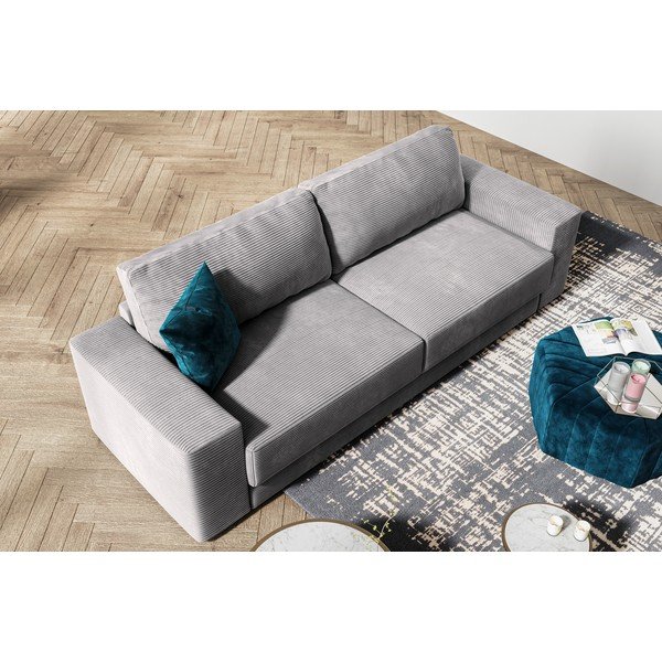 Šviesiai pilka aksominė sofa-lova Milo Casa Donatella-image-1