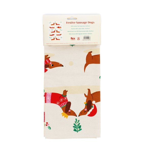 Iš medvilnės virtuvės rankšluostis 70x50 cm Festive Sausage Dog – Rex London-image-3