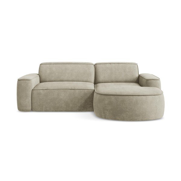 Smėlio spalvos iš šenilinio audinio kampinė sofa (su dešiniuoju kampu/su gultu) Omao – Makamii