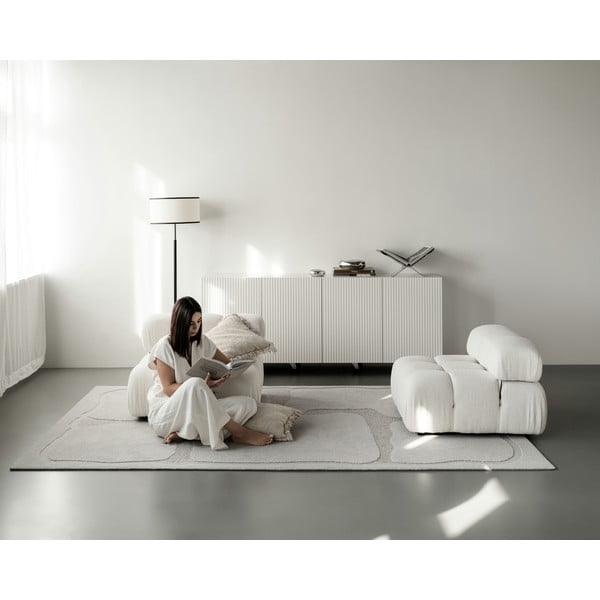 Iš vilnos kilimas šviesiai pilkos spalvos 160x230 cm Morphic Organica – Agnella-image-3