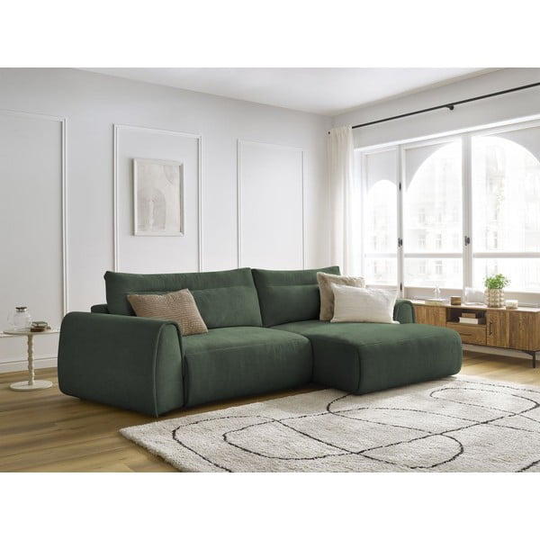 Kampinė sofa tamsiai žalios spalvos Aden – Bobochic Paris-image-1
