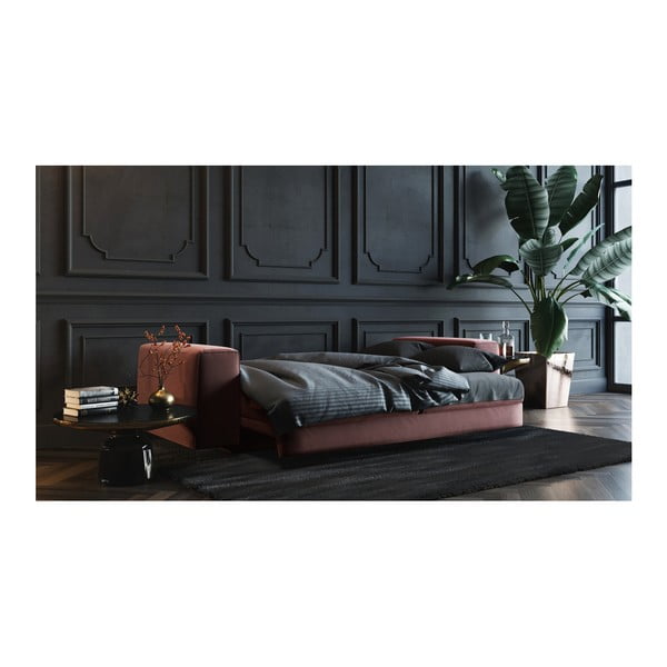 Tamsiai rožinė aksominė sofa-lova Devichy Rothe, 256 cm-image-3