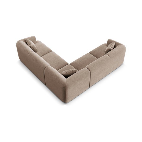 Šviesiai rudos spalvos kampinė sofa iš velveto Campi – Cosmopolitan Design-image-4