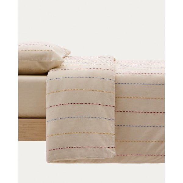 Smėlio spalvos iš organiškos medvilnės viengulė vaikiška patalynė su paklode 150x220 cm Indani – Kave Home-image-2