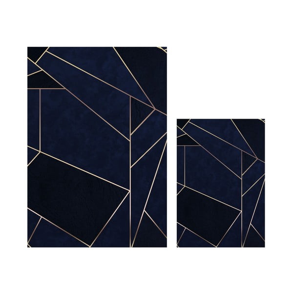 2 tamsiai mėlynų vonios kilimėlių rinkinys Mila Home Geometric
