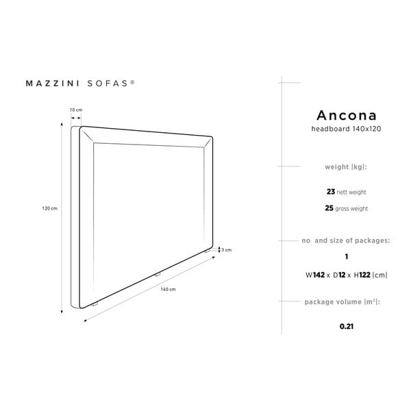 Kreminės spalvos galvūgalis Mazzini Sofos Ancona, 140 x 120 cm-image-4