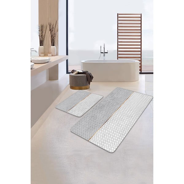 Vonios kilimėliai pilkos spalvos 2 vnt. 60x100 cm – Mila Home-image-1