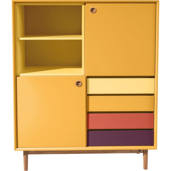 Geltonos spalvos komoda Tom Tailor Color Box, 114 x 137 cm