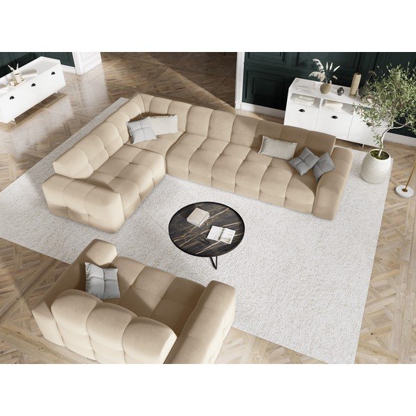Smėlio spalvos aksominė sofa 156 cm Kendal - Micadoni Home-image-1