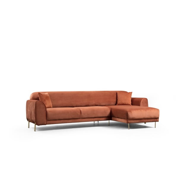 Rusvos spalvos kampinė sofa lova su aksomo užvalkalu Artie Image, dešinysis kampas-image-4