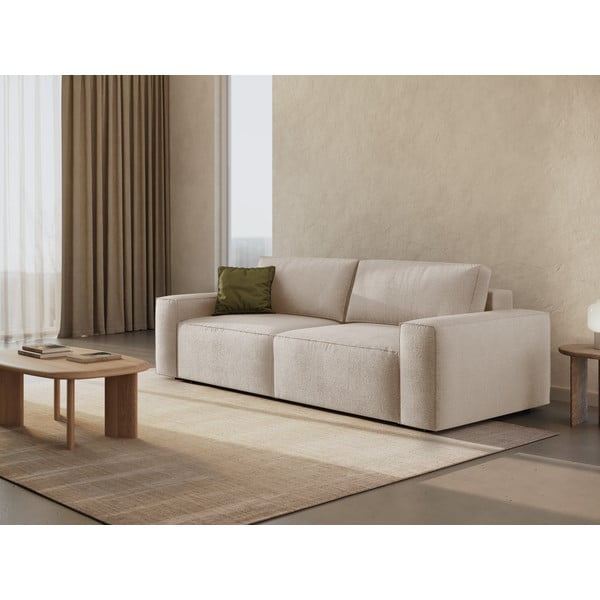 Iš boucle sulankstoma sofa smėlio spalvos 247 cm Jodie – Micadoni Home-image-1