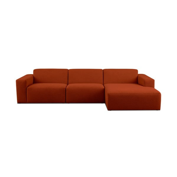 Iš boucle kampinė sofa raudonos plytų spalvos (su dešiniuoju kampu) Roxy – Scandic