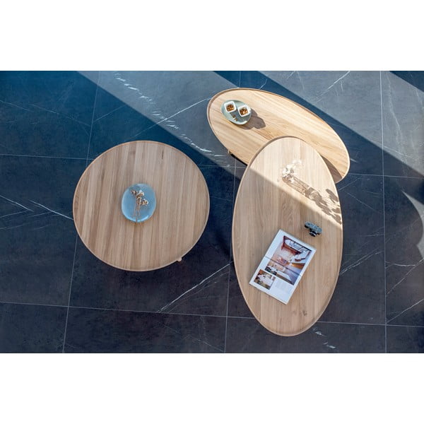 Apvalus natūralios spalvos ąžuolinis staliukas ø 100 cm Mu - Gazzda-image-1