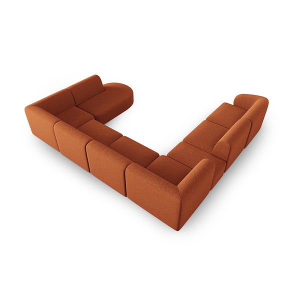 Terakotos spalvos iš šenilinio audinio kampinė sofa (su kairiuoju kampu/„U“ formos) Paolo – Milo Casa-image-3