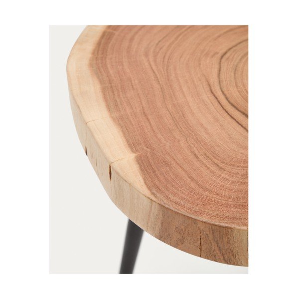 Apvalios formos šoninis stalas su akacijos stalviršiu 35x35 cm Tanive – Kave Home-image-4