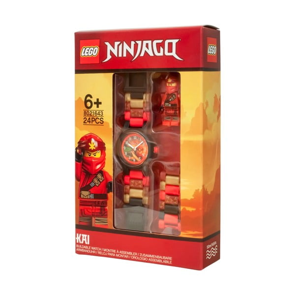 Raudonas rankinis laikrodis su sulankstomu dirželiu ir minifigūrėle LEGO® NINJAGO Kai-image-1