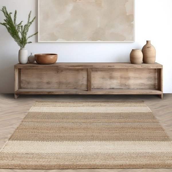 Apverčiamas/rankų darbo iš džiuto kilimas baltos spalvos/smėlio spalvos 200x300 cm Cedar – Asiatic Carpets-image-1