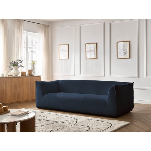 Tamsiai mėlynos spalvos iš boucle sofa 242 cm Giorgia – Bobochic Paris-image-1