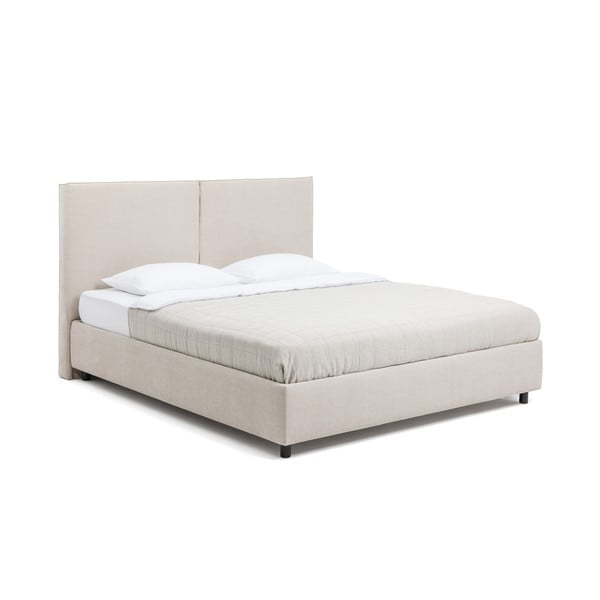 Smėlio spalvos minkšta dvigulė lova su čiužiniu ir grotelėmis 160x200 cm Myra Bold - Bonami Selection-image-3