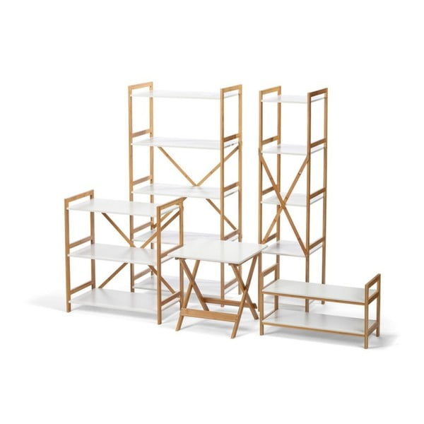 Balta penkių aukštų lentyna su bambuko konstrukcija Bonami Essentials Lora-image-1