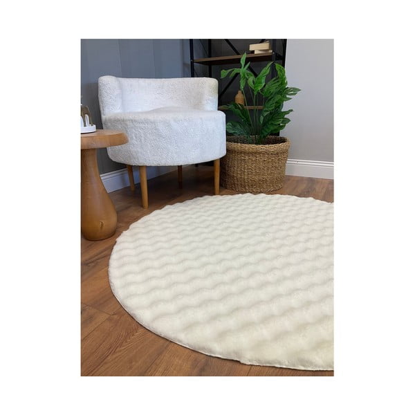 Skalbiamas apvalios formos kilimas kreminės spalvos ø 120 cm Bubbly – Oyo Concept-image-3