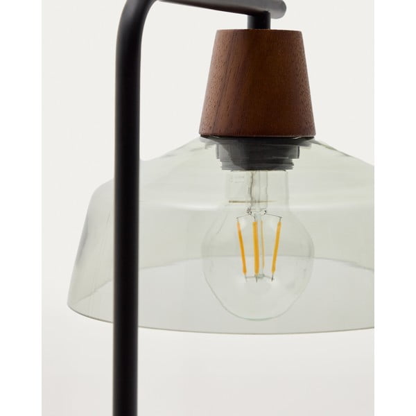 Žalios spalvos/tamsios natūralios spalvos stalinis šviestuvas (aukštis 55 cm) su stiklo gaubtu Silex – Kave Home-image-2