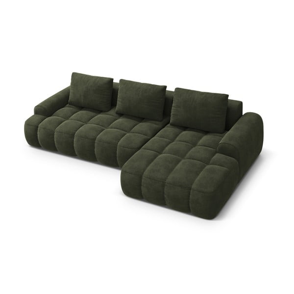 Žalios spalvos iš velveto sulankstoma/su sandėliavimo vieta kampinė sofa (su dešiniuoju kampu/su gultu) Linz – Cosmopolitan Design-image-3