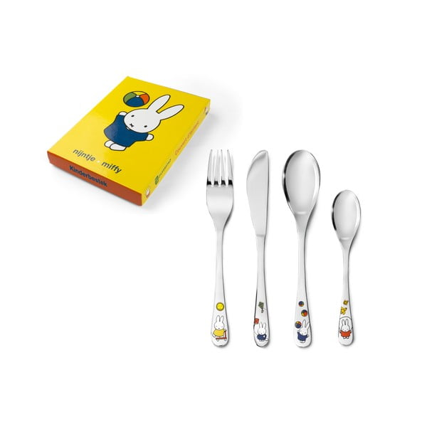Vaikiški stalo įrankiai sidabrinės spalvos iš nerūdijančio plieno 4 vnt. Miffy – Zilverstad-image-4