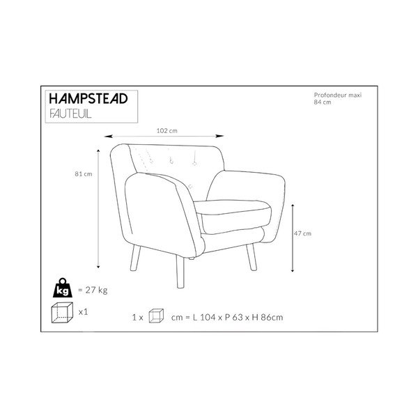 Pilkas krėslas Cosmopolitan design Hampstead-image-4
