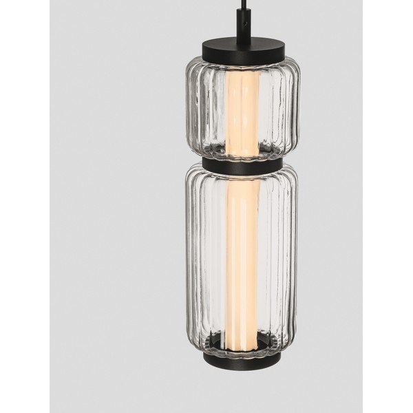 Matinės juodos spalvos iš stiklo kabantis šviestuvas LED ø 12 cm Liesa – Nova Luce-image-1
