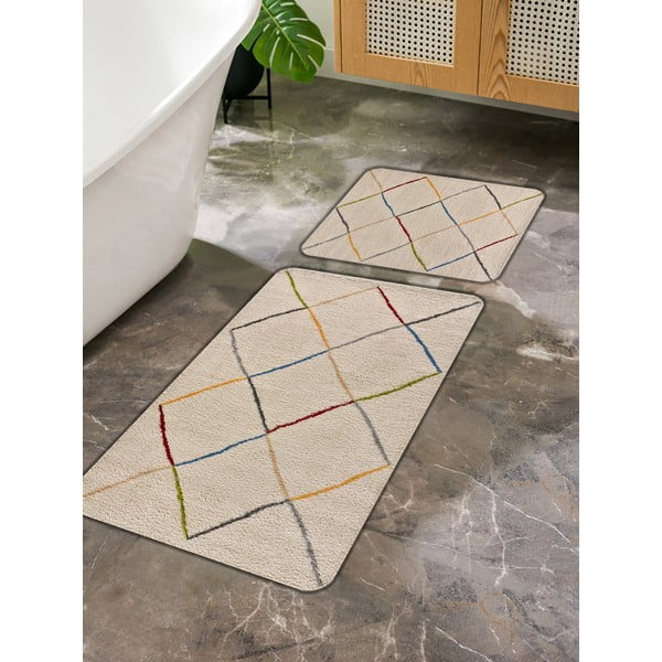 Vonios kilimėliai smėlio spalvos 2 vnt. 60x100 cm – Mila Home-image-4