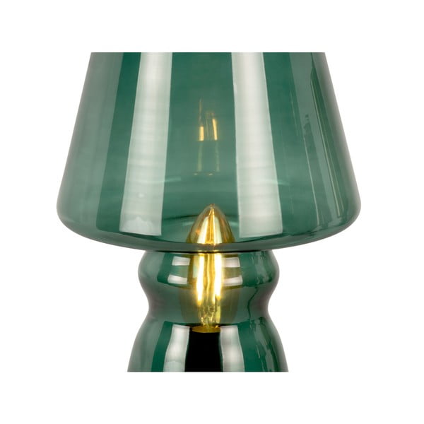 Tamsiai žalio stiklo stalinis šviestuvas Leitmotiv Glass, aukštis 25 cm-image-4
