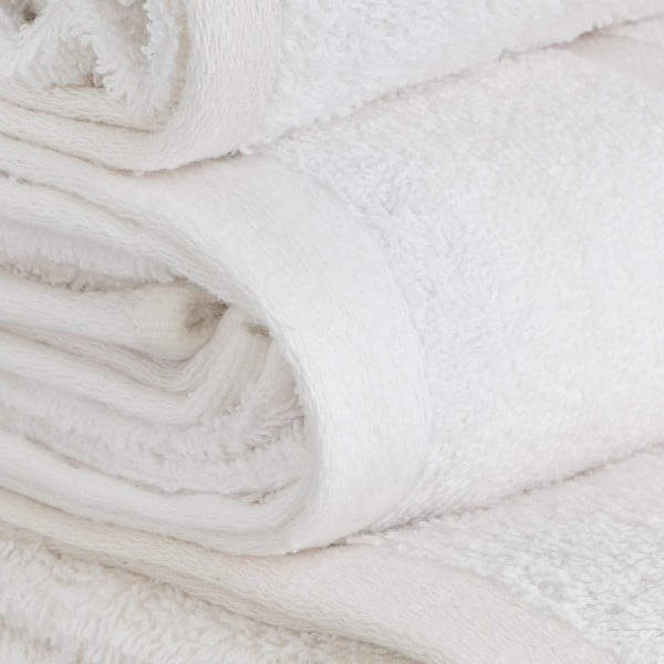 Baltos spalvos iš frote audinio iš medvilnės vonios rankšluostis 100x150 cm Simple – Casa Selección-image-3