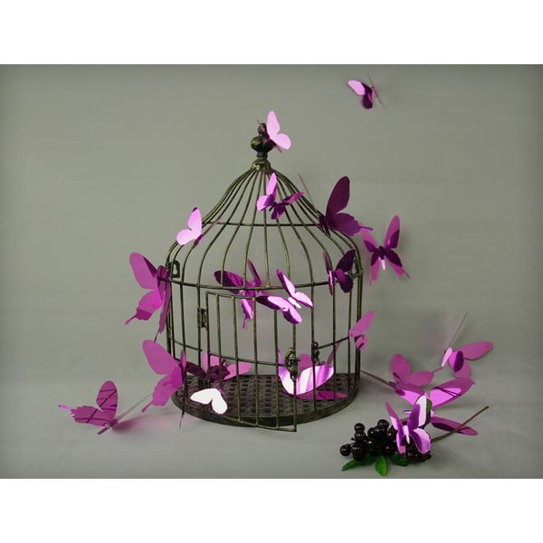 12 violetinių lipnių 3D lipdukų rinkinys "Ambiance Butterflies