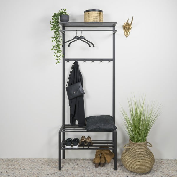Juodos spalvos iš metalo koridoriaus baldas 70x178x29 cm Ivar – Spinder Design-image-4