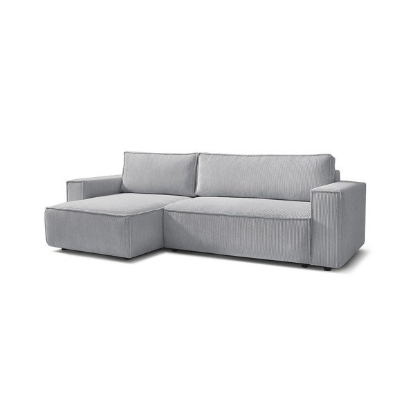 Sulankstoma kampinė sofa šviesiai pilkos spalvos iš kordinio velveto (kintama) Nihad – Bobochic Paris-image-3