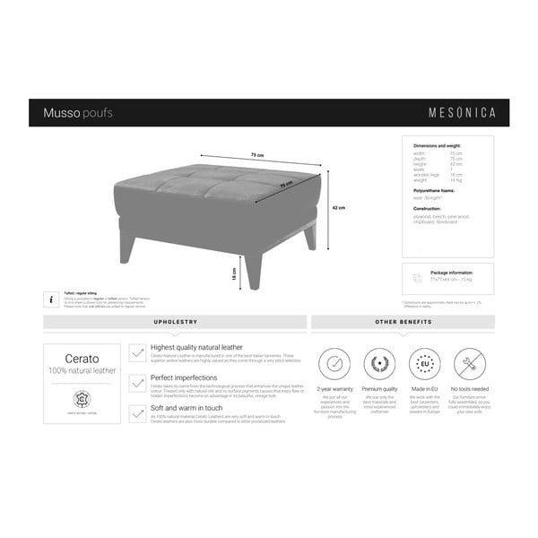 Tamsiai ruda odinė sofa MESONICA Musso Tufted-image-3