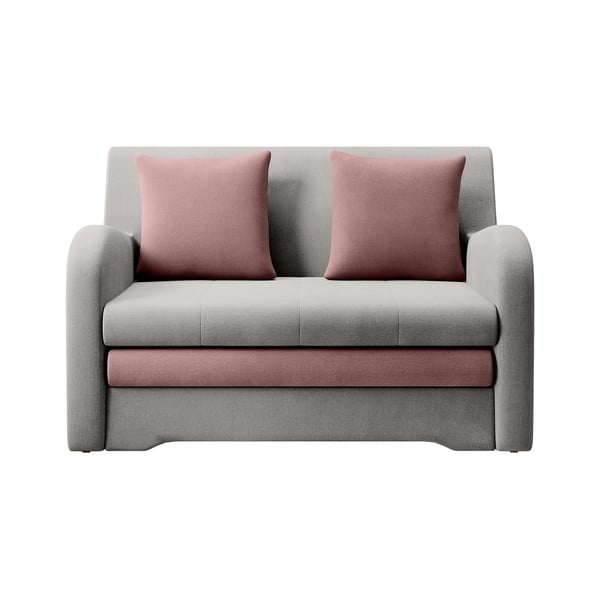 Rožinės spalvos/šviesiai pilkos spalvos iš velveto sulankstoma sofa 130 cm Ario – ELTAP