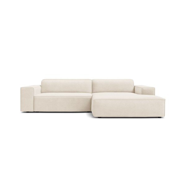 Kreminės spalvos modulinė kampinė sofa iš velveto (su dešiniuoju kampu/su gultu) Jodie – Micadoni -image-2
