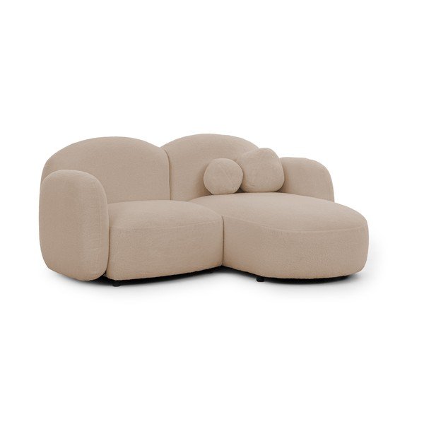 Šviesiai rudos spalvos kampinė sofa iš boucle (su dešiniuoju kampu/su gultu) Orbit – Ropez