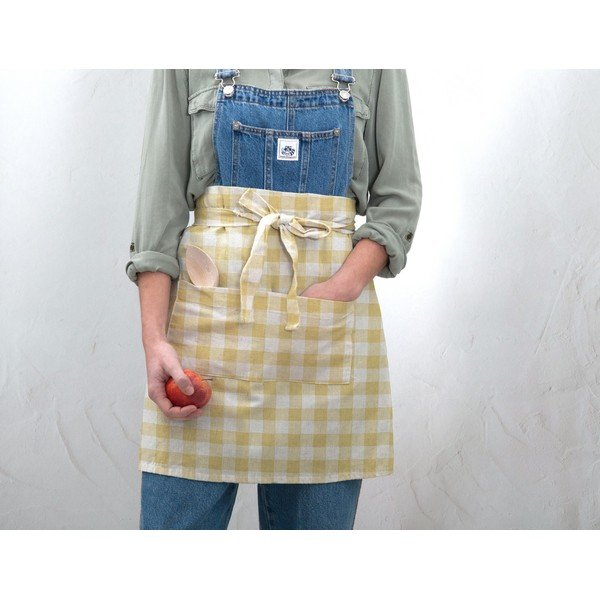 Lininė prijuostė Really Nice Things Delantal de Lino Yellow Vichy-image-1