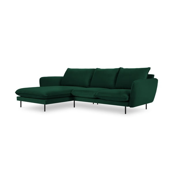 Tamsiai žalia aksominė kampinė sofa (kairysis kampas) Vienna - Cosmopolitan Design