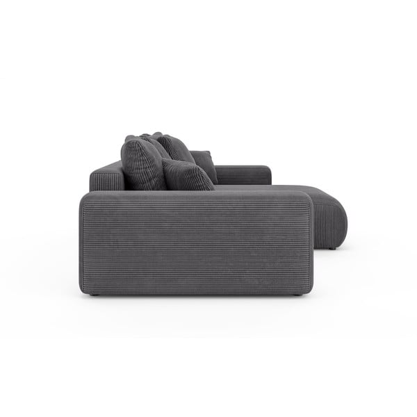 Pilkos spalvos iš kordinio velveto sulankstoma/su sandėliavimo vieta kampinė sofa (kintama) Luma – Ropez-image-3