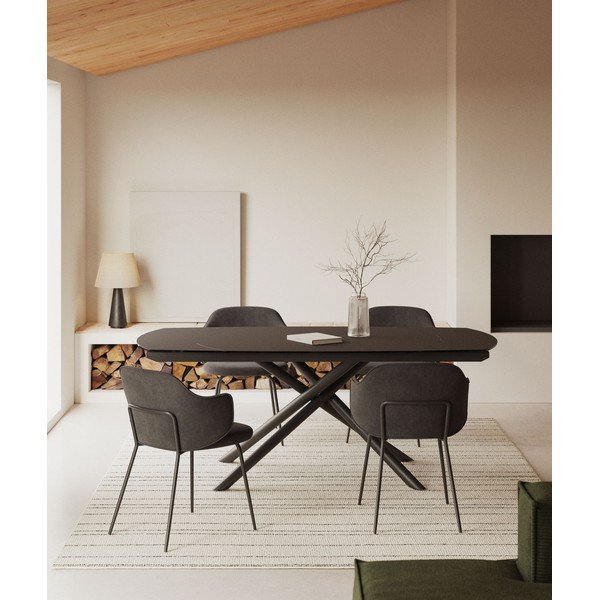 Iš keraminės plokštės prailginamas valgomojo stalas su papildomu stalviršiu 100x130 cm Yodalia – Kave Home-image-1